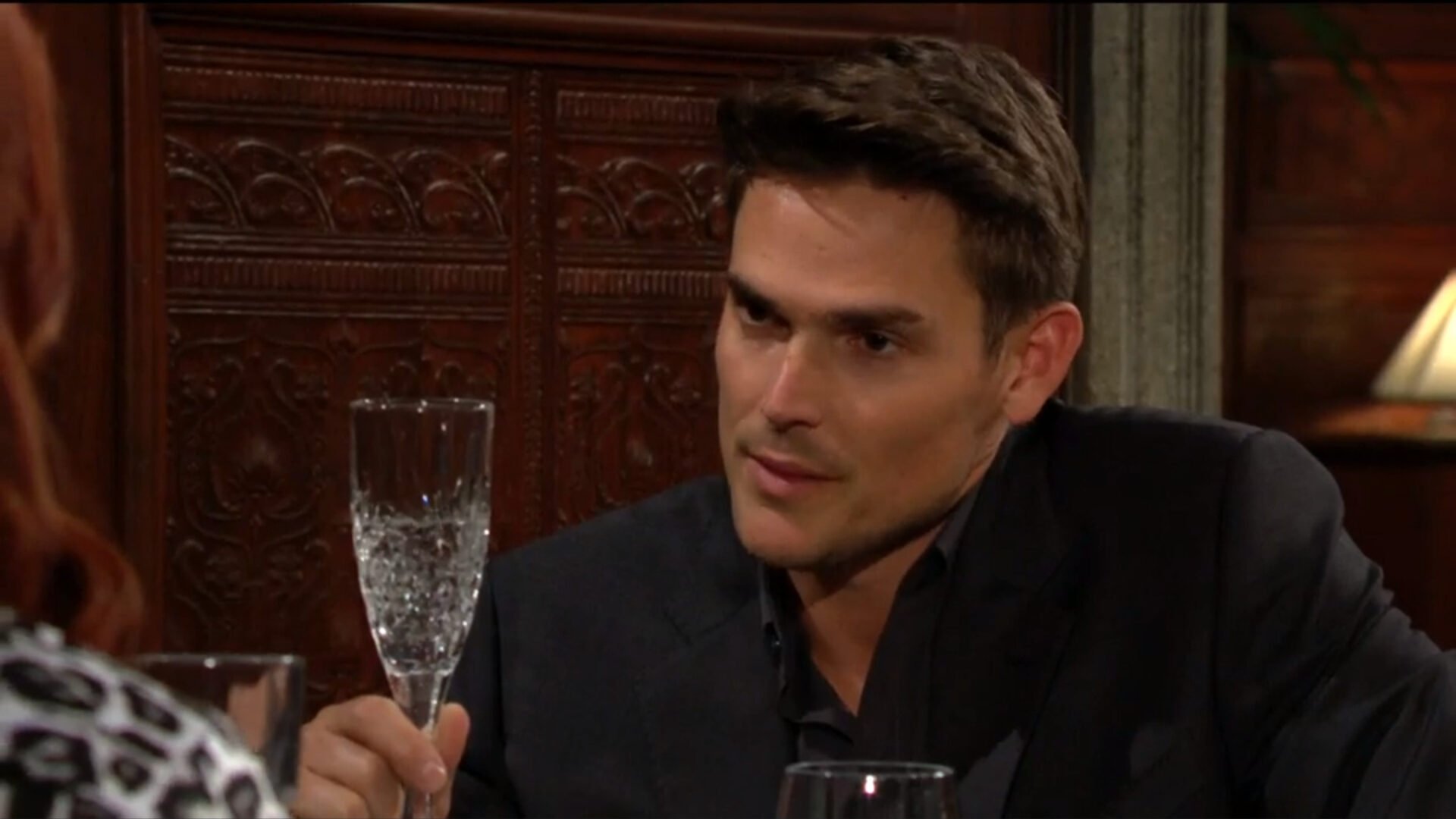 adam toasts to sally on Y&R